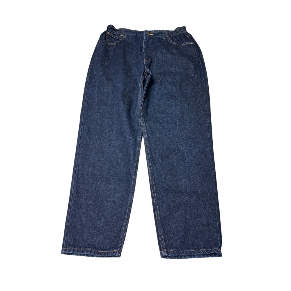 LL Bean Double L Comfort Waist Jeans Womens 14 W32 L28 Dark‎ Wash Denim Straight